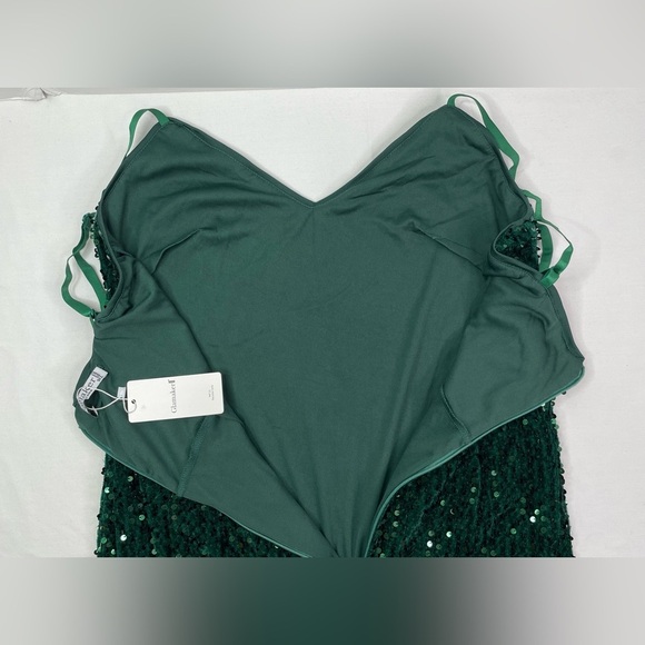 NWT Glamaker Green Sequin Formal Dress With Front Slit Size 1XL - Picture 8 of 13